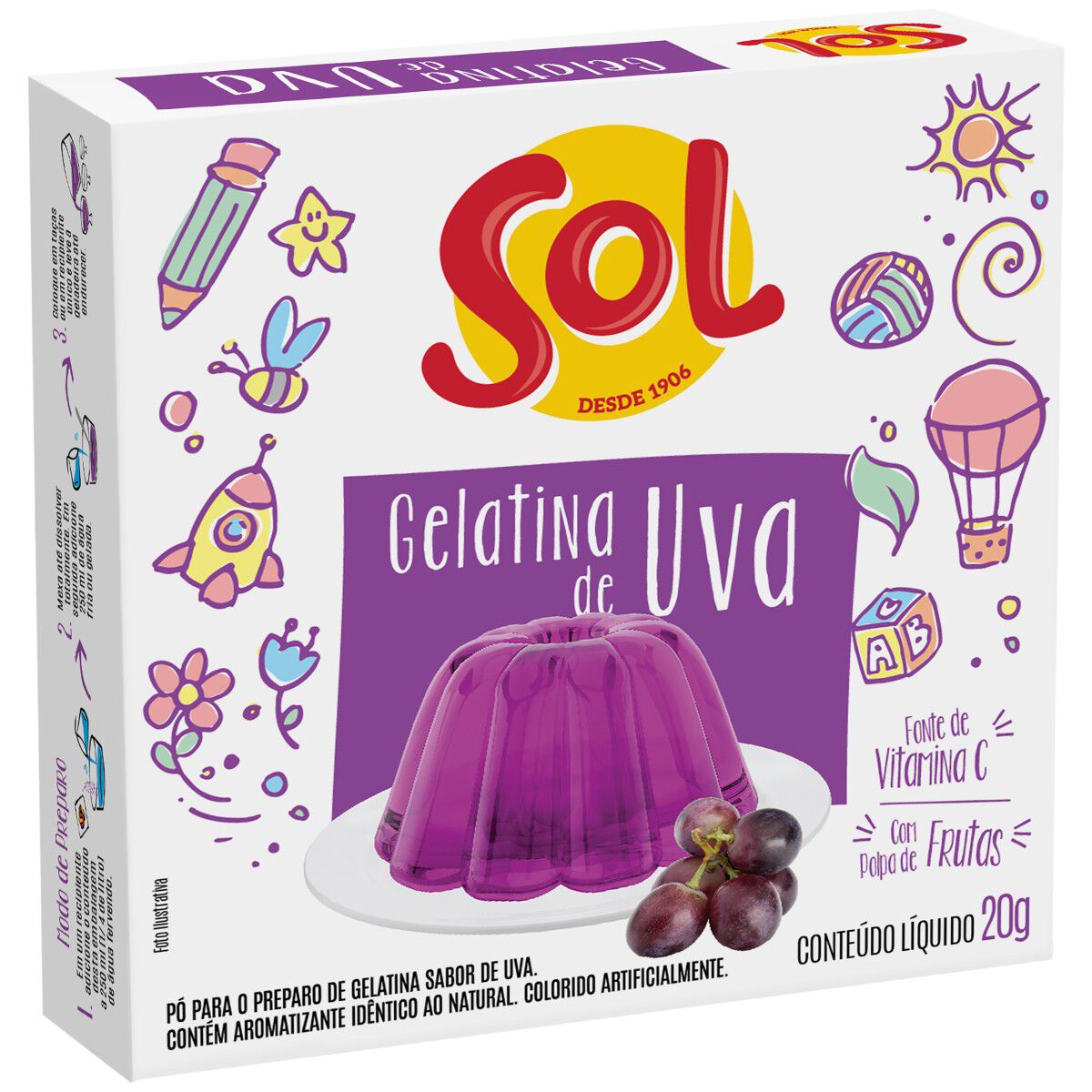 Gelatina Sol Morango 20g